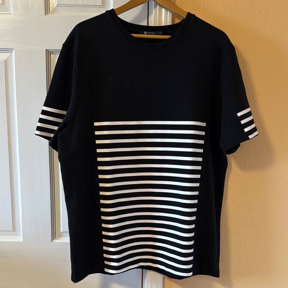 Black and White Striped Men's Shirt